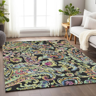 Piper Looms Mayfield Paisley AMF834 Black Machine Washable Area Rug Lifestyle Image Feature