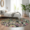 Piper Looms Mayfield Paisley AMF834 Black Machine Washable Area Rug Round Lifestyle Image Feature