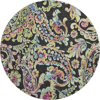 Piper Looms Mayfield Paisley AMF834 Black Machine Washable Area Rug Round Main Image