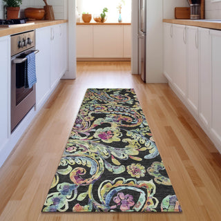 Piper Looms Mayfield Paisley AMF834 Black Machine Washable Area Rug Runner Lifestyle Image Feature