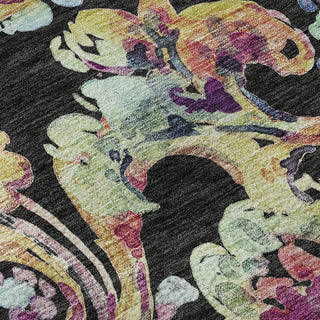 Piper Looms Mayfield Paisley AMF834 Black Machine Washable Area Rug Swatch Image