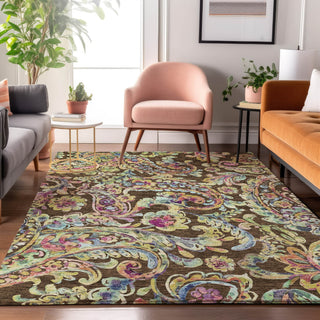 Piper Looms Mayfield Paisley AMF834 Chocolate Machine Washable Area Rug Lifestyle Image Feature