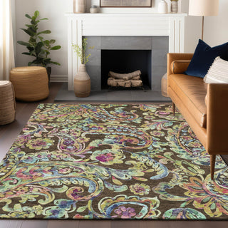 Piper Looms Mayfield Paisley AMF834 Chocolate Machine Washable Area Rug Lifestyle Image Feature