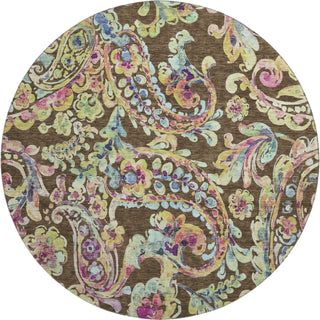 Piper Looms Mayfield Paisley AMF834 Chocolate Machine Washable Area Rug Round Main Image