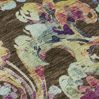 Piper Looms Mayfield Paisley AMF834 Chocolate Machine Washable Area Rug Swatch Image