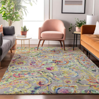 Piper Looms Mayfield Paisley AMF834 Gray Machine Washable Area Rug Lifestyle Image Feature