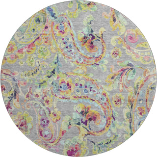 Piper Looms Mayfield Paisley AMF834 Gray Machine Washable Area Rug Round Main Image