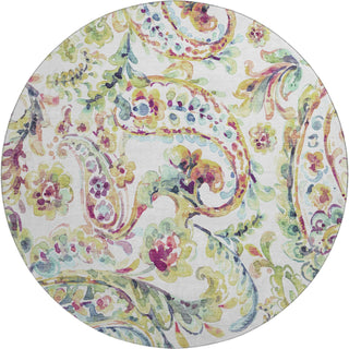 Piper Looms Mayfield Paisley AMF834 Ivory Machine Washable Area Rug Round Main Image