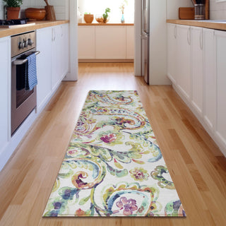 Piper Looms Mayfield Paisley AMF834 Ivory Machine Washable Area Rug Runner Lifestyle Image Feature