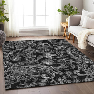 Piper Looms Mayfield Paisley AMF835 Black Machine Washable Area Rug Lifestyle Image Feature