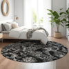 Piper Looms Mayfield Paisley AMF835 Black Machine Washable Area Rug Round Lifestyle Image Feature