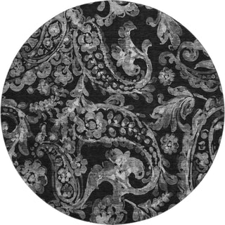 Piper Looms Mayfield Paisley AMF835 Black Machine Washable Area Rug Round Main Image