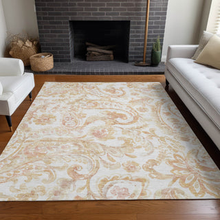 Piper Looms Mayfield Paisley AMF835 Coral Machine Washable Area Rug Lifestyle Image Feature