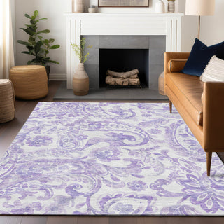 Piper Looms Mayfield Paisley AMF835 Lavender Machine Washable Area Rug Lifestyle Image Feature