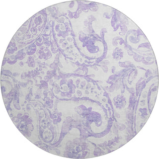 Piper Looms Mayfield Paisley AMF835 Lavender Machine Washable Area Rug Round Main Image