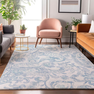 Piper Looms Mayfield Paisley AMF835 Sky Machine Washable Area Rug Lifestyle Image Feature
