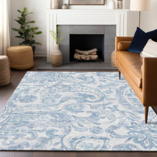 Piper Looms Mayfield Paisley AMF835 Sky Machine Washable Area Rug Lifestyle Image Feature