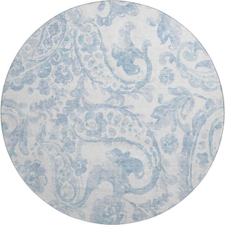 Piper Looms Mayfield Paisley AMF835 Sky Machine Washable Area Rug Round Main Image