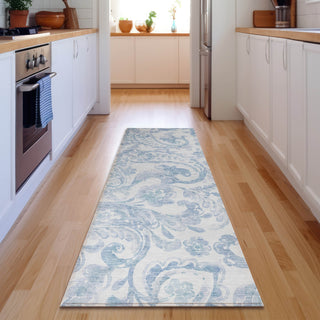 Piper Looms Mayfield Paisley AMF835 Sky Machine Washable Area Rug Runner Lifestyle Image Feature