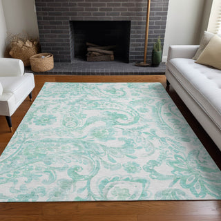 Piper Looms Mayfield Paisley AMF835 Turquoise Machine Washable Area Rug Lifestyle Image Feature