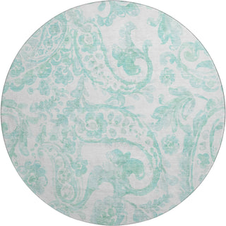 Piper Looms Mayfield Paisley AMF835 Turquoise Machine Washable Area Rug Round Main Image