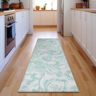 Piper Looms Mayfield Paisley AMF835 Turquoise Machine Washable Area Rug Runner Lifestyle Image Feature