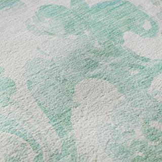 Piper Looms Mayfield Paisley AMF835 Turquoise Machine Washable Area Rug Swatch Image