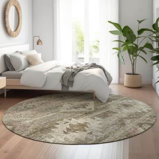 Piper Looms Mayfield Southwest AMF837 Brown Machine Washable Area Rug Round Lifestyle Image Feature