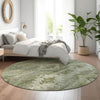 Piper Looms Mayfield Southwest AMF837 Olive Machine Washable Area Rug Round Lifestyle Image Feature
