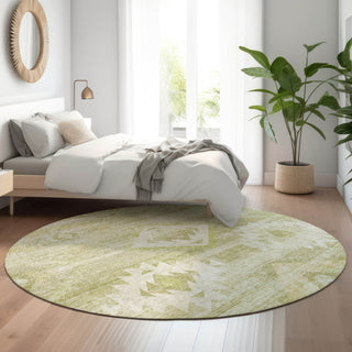 Piper Looms Mayfield Southwest AMF837 Sage Machine Washable Area Rug Round Lifestyle Image Feature