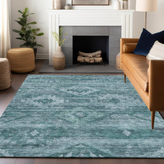 Piper Looms Mayfield Southwest AMF837 Teal Machine Washable Area Rug Lifestyle Image Feature