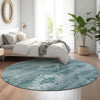 Piper Looms Mayfield Southwest AMF837 Teal Machine Washable Area Rug Round Lifestyle Image Feature