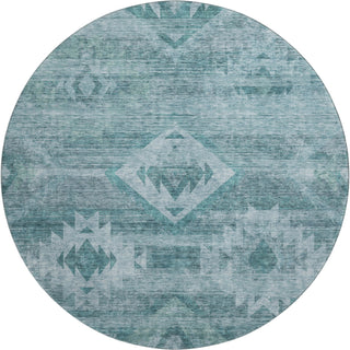 Piper Looms Mayfield Southwest AMF837 Teal Machine Washable Area Rug Round Main Image