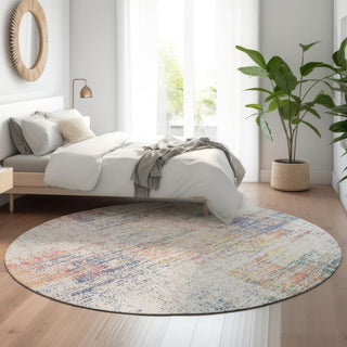 Piper Looms Mayfield Modern AMF838 Ivory Machine Washable Area Rug Round Lifestyle Image Feature