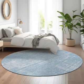 Piper Looms Mayfield Modern AMF839 Blue Machine Washable Area Rug Round Lifestyle Image Feature