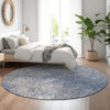 Piper Looms Mayfield Vintage AMF840 Blue Machine Washable Area Rug Round Lifestyle Image Feature