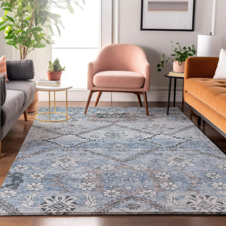 Piper Looms Mayfield Floral AMF841 Blue Machine Washable Area Rug Lifestyle Image Feature