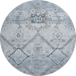Piper Looms Mayfield Floral AMF841 Blue Machine Washable Area Rug Round Main Image