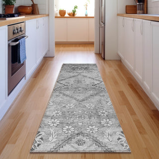 Piper Looms Mayfield Floral AMF841 Gray Machine Washable Area Rug Runner Lifestyle Image Feature