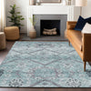 Piper Looms Mayfield Floral AMF841 Teal Machine Washable Area Rug Lifestyle Image Feature