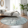 Piper Looms Mayfield Floral AMF841 Teal Machine Washable Area Rug Round Lifestyle Image Feature