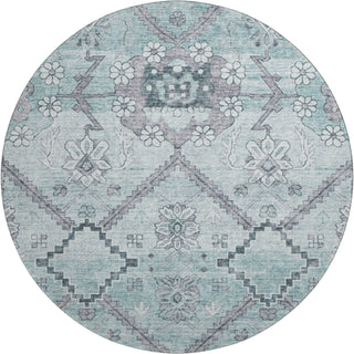 Piper Looms Mayfield Floral AMF841 Teal Machine Washable Area Rug Round Main Image