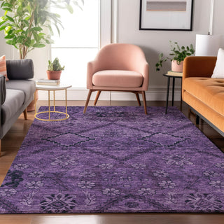 Piper Looms Mayfield Floral AMF842 Eggplant Machine Washable Area Rug Lifestyle Image Feature
