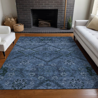 Piper Looms Mayfield Floral AMF842 Navy Machine Washable Area Rug Lifestyle Image Feature