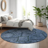 Piper Looms Mayfield Floral AMF842 Navy Machine Washable Area Rug Round Lifestyle Image Feature