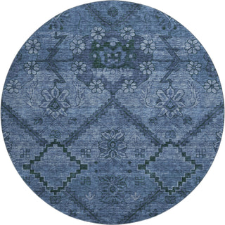 Piper Looms Mayfield Floral AMF842 Navy Machine Washable Area Rug Round Main Image