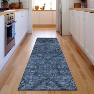 Piper Looms Mayfield Floral AMF842 Navy Machine Washable Area Rug Runner Lifestyle Image Feature