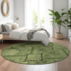 Piper Looms Mayfield Floral AMF842 Olive Machine Washable Area Rug Round Lifestyle Image Feature