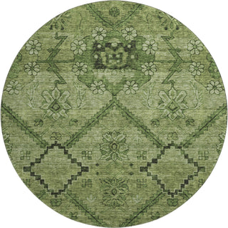 Piper Looms Mayfield Floral AMF842 Olive Machine Washable Area Rug Round Main Image