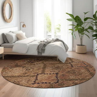 Piper Looms Mayfield Floral AMF842 Paprika Machine Washable Area Rug Round Lifestyle Image Feature
